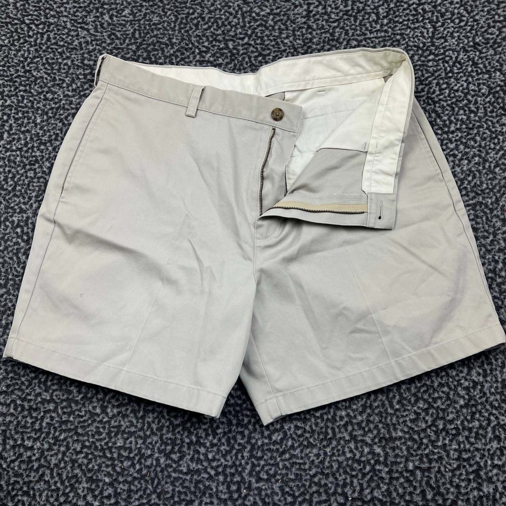 LL‎ Bean Mens Natural Fit Chino Shorts Beige Khaki Cotton Size 37 Pocket Outdoor